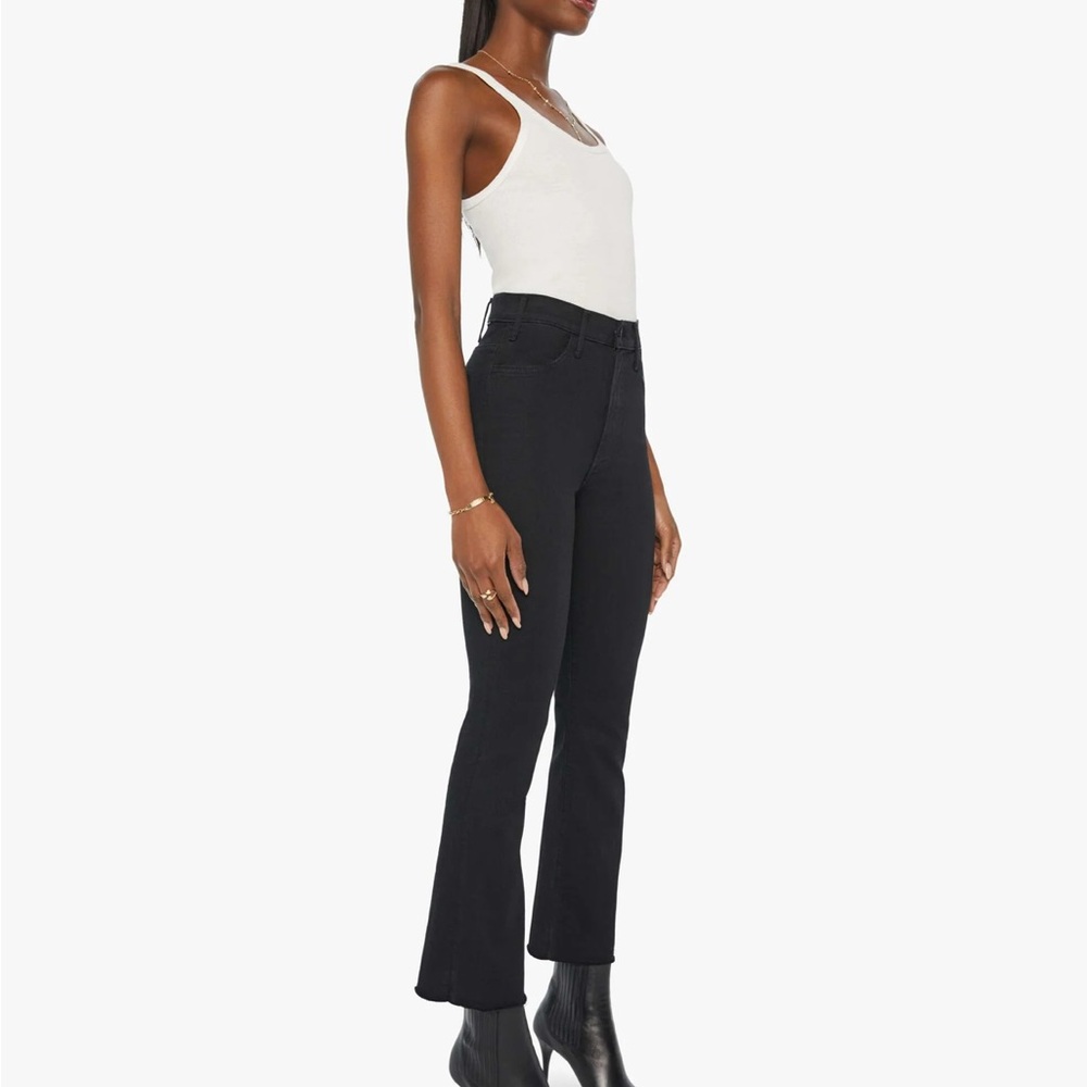 MOTHER The Hustler Ankle Fray Jeans Size 27 Not Guilty Black Denim